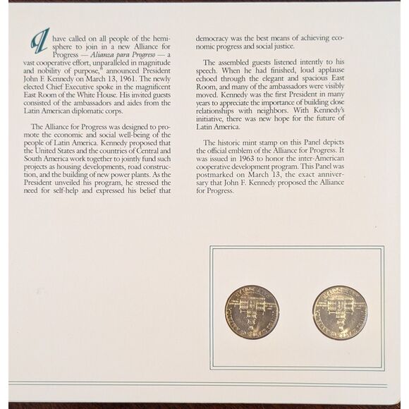 JFK Alliance for Progress Commemorative Set • 1976 Half Dollars 1963 Stamp Panel - Picture 3 of 3